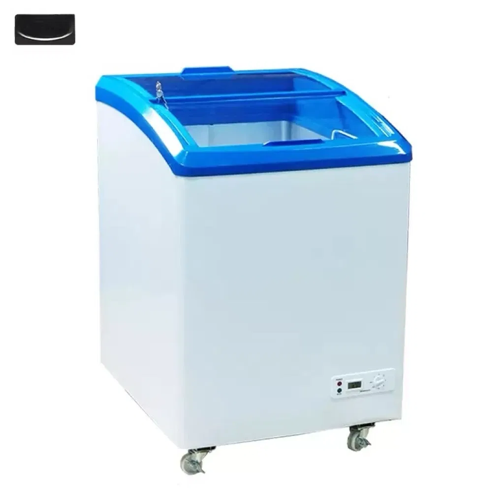 LED Light Ice Cream Glass Display Freezer