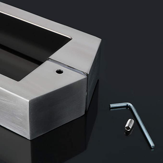 16-Inch Double Side Shower Glass Door Handle Pull Set Square Back-to-Back Heavy Thickening SUS304 Stainless Steel Brushed Nickel