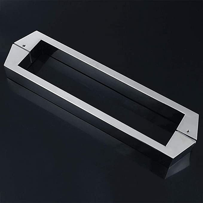 16-Inch Double Side Shower Glass Door Handle Pull Set Square Back-to-Back Heavy Thickening SUS304 Stainless Steel Polished Chrome