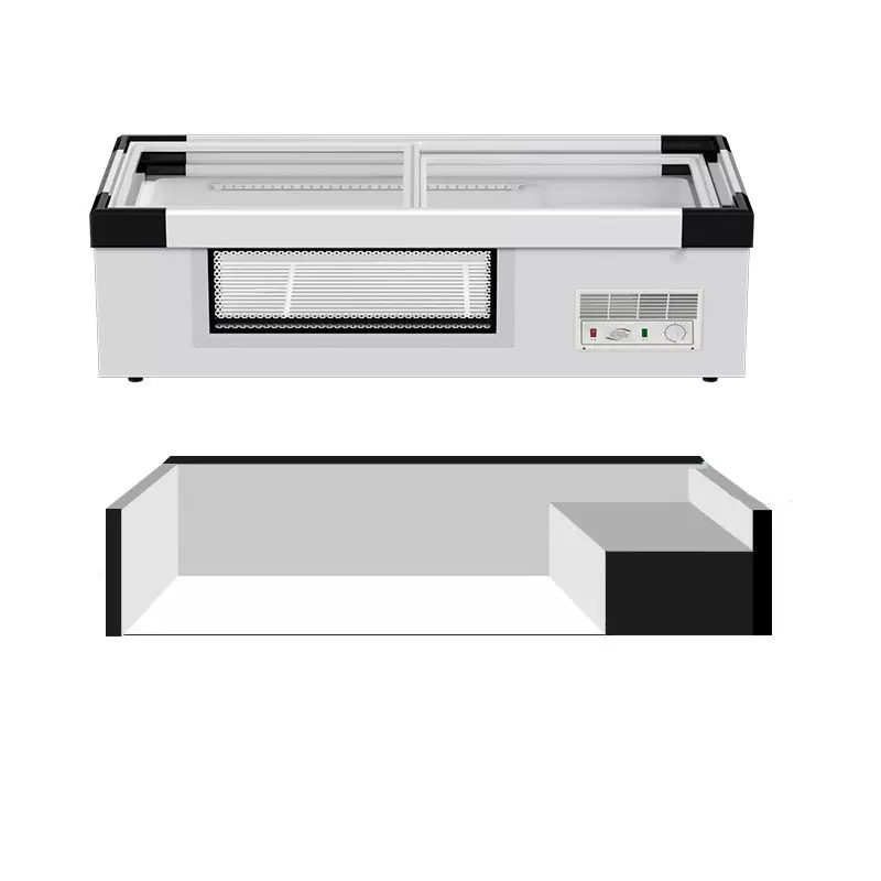 Small Island Glass Door Freezer, Stall Special Commercial Round Island Display Refrigerator for Cold Storage &amp; Freezing