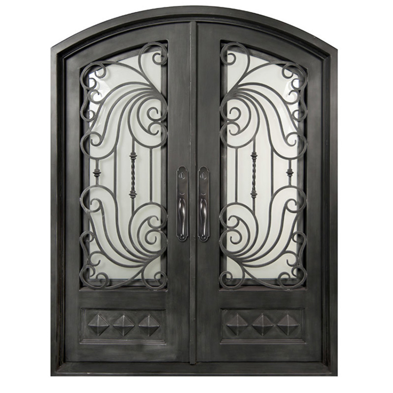 Luxury Exterior Main Entry Wrought Iron Design Security Steel Door
