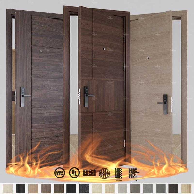 China Top Manufacturer Custom Hotel Project En BS Certified Fd30 Fd60 Contemporary Design Fire-Rated Doors for Hotels