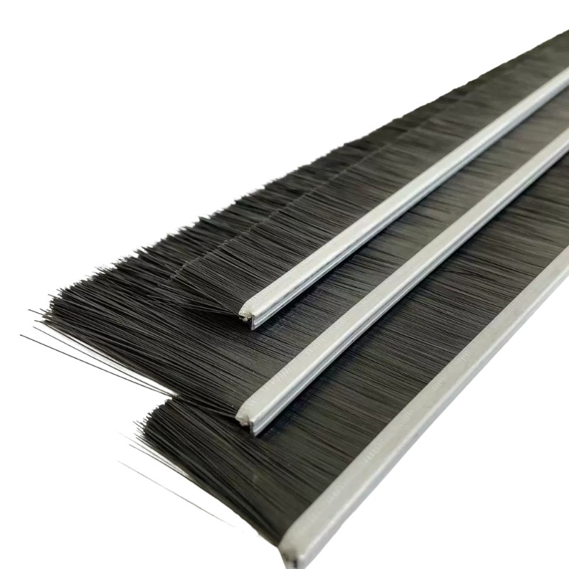 Aluminum Alloy Long Brush Edge Dust Stopper Insulation Brush Seal Door Draught Seal Bottom Brush Door Sweeps for Exterior Doors
