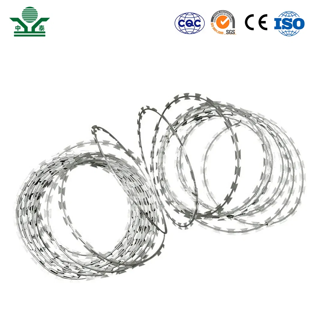 Zhongtai Barbed Wire Mesh Fence China Manufacturers 4m 10m 15 - 20m Length Rust Proof Razor Barbed Wire Used for Anti-Climb Temporary Fence