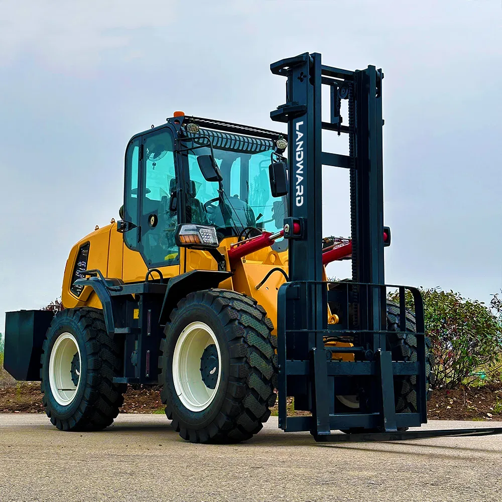 Closed Cabin Air Conditioning Heater Pneumatic Tire Euro V 5 Emission EPA CE Certificate 4X4 Drive Automatic Transmission Rough Terrain Forklift for Sale