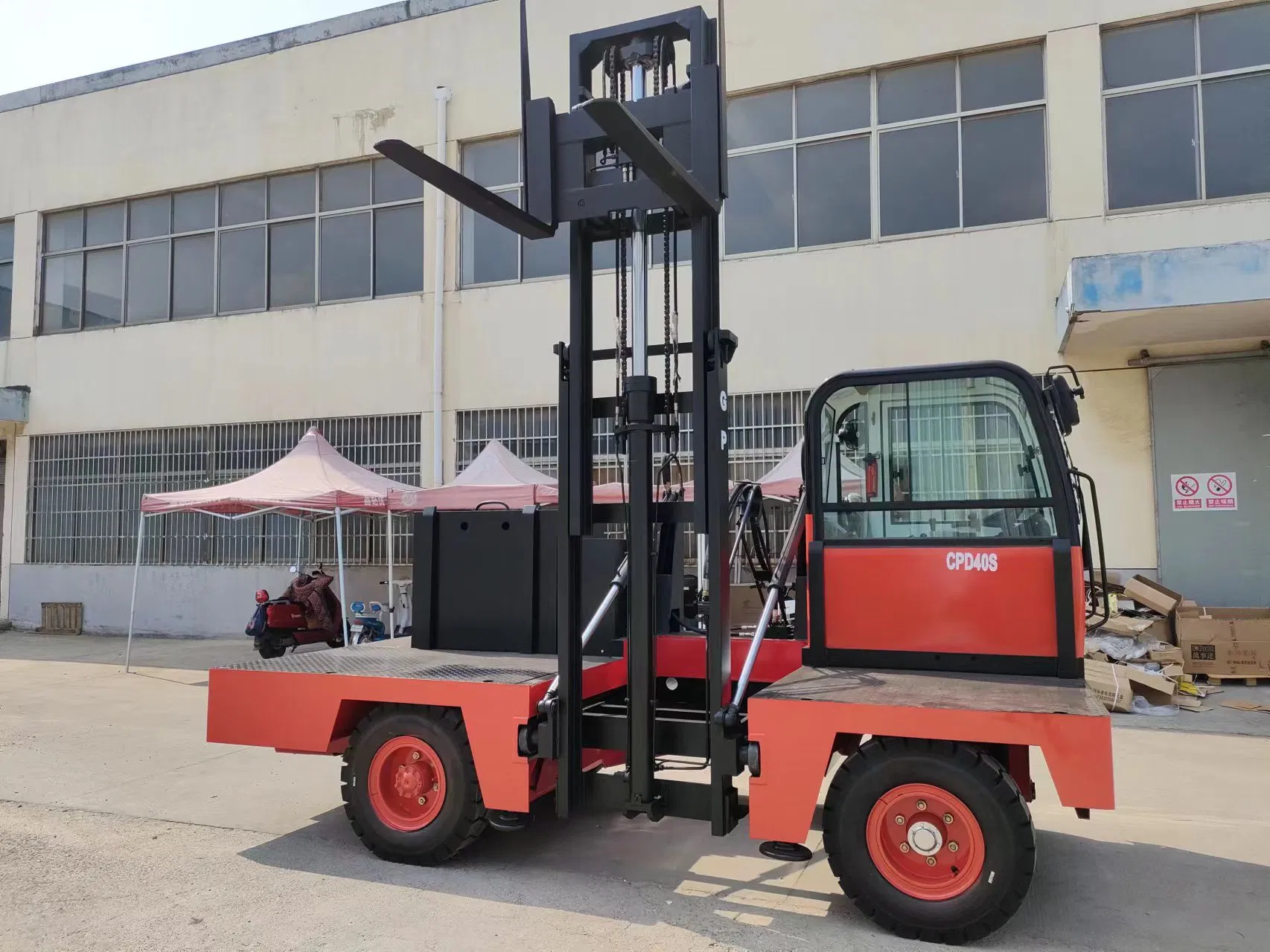 3ton Electric Forklift 3.6m 4m Two Stage Mast Side Loading Forklift Side Loader for Sale