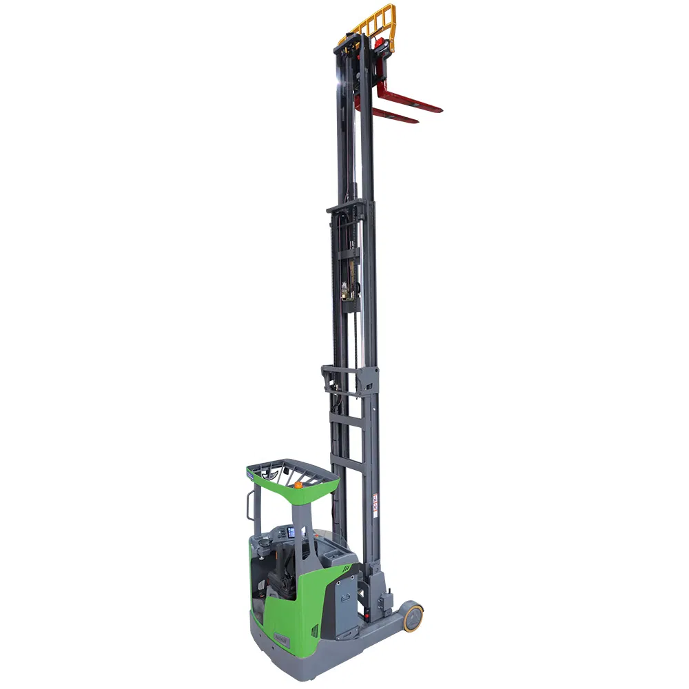 12m Electric Reach Truck 48V 2ton Forklift with Side Shifter Function Option Sit-Down Type Hydraulic Electric Reach Truck