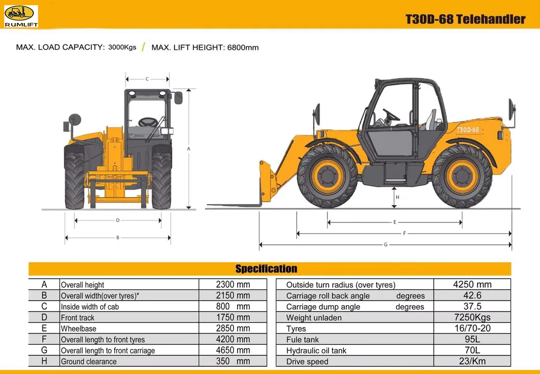 Diesel Telehandler Forklift Telescopic 4X4