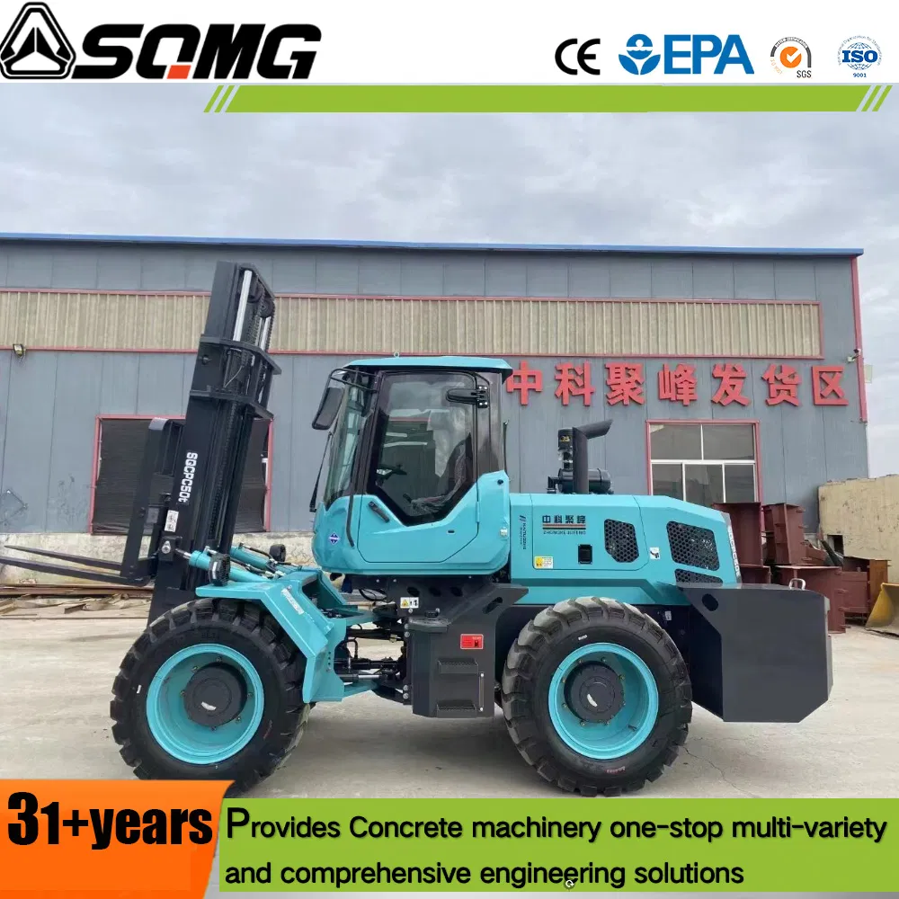 Factory Price OEM ODM 4WD 3 3.5 4 5 Ton 5500 Kg 4X4 Diesel off-Road Rough Terrain Diesel Offroad All Terrain Mini Wheel Heavy Duty Forklift with CE