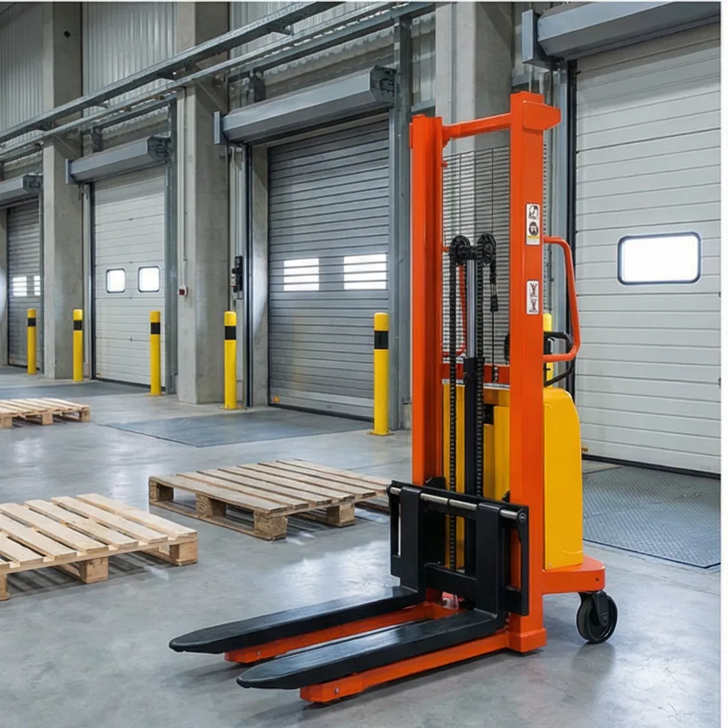 1500kgs, 1.6meters, Semi-Electric Battery Hydraulic Stacker Electric Pallet Forklift