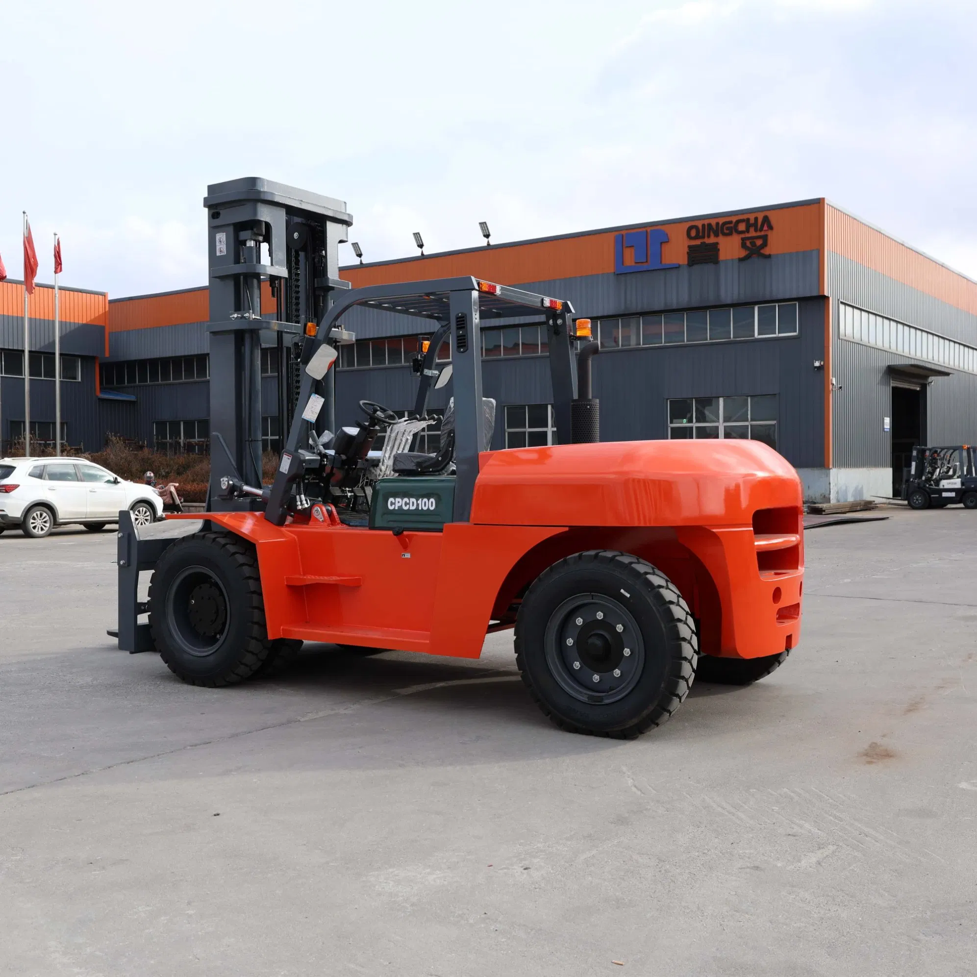 China Heavy Duty Powerful 10 Ton 10000kg Counterbalanced Diesel Forklift Robust Design for Industrial Construction Tough Work Fork Lift Manufacturer CE ISO