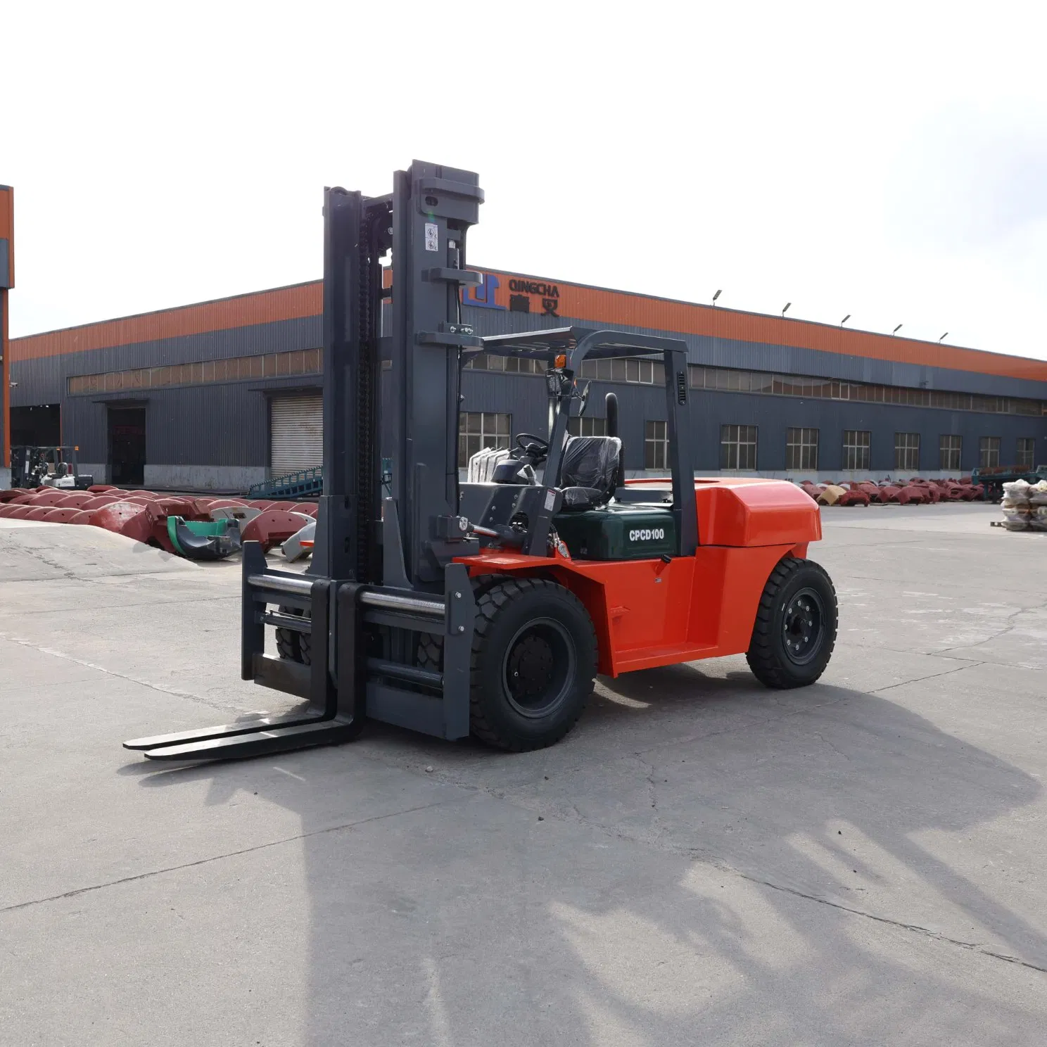 China Heavy Duty Powerful 10 Ton 10000kg Counterbalanced Diesel Forklift Robust Design for Industrial Construction Tough Work Fork Lift Manufacturer CE ISO