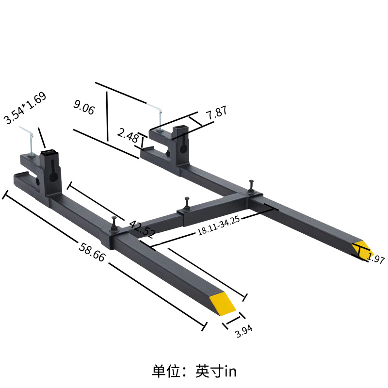 Forklift Bucket Fork Attachment Heavy Duty 60 Inch Clamp on Forklift Pallet Forks for Industrial Lifting