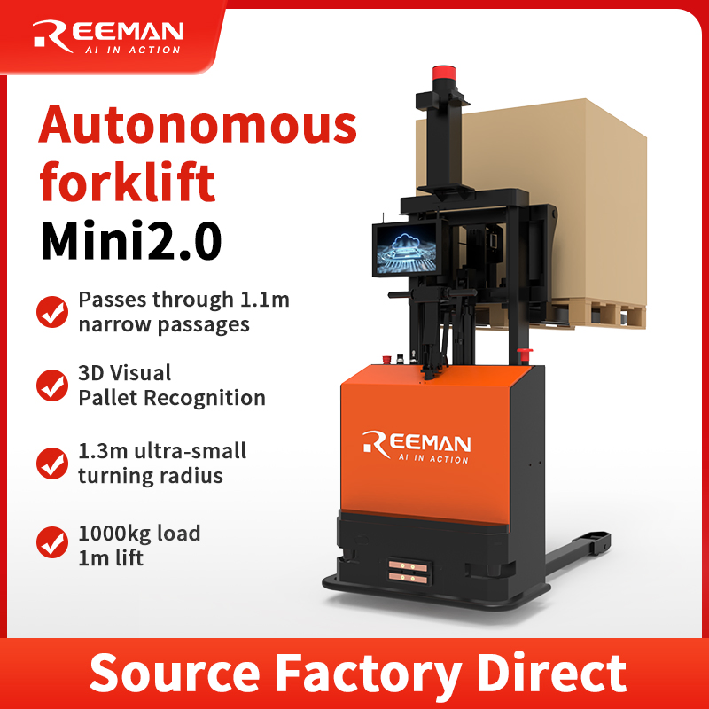 Reeman Mini 2.0 1000kg AMR Agv Stacker - Compact 1m Lift Autonomous Forklift