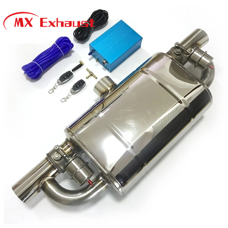76 mm High Performance Exhaust Valvetronic Muffler T Pipe 1 Inlet 2 Outlet with Vacuum Valve