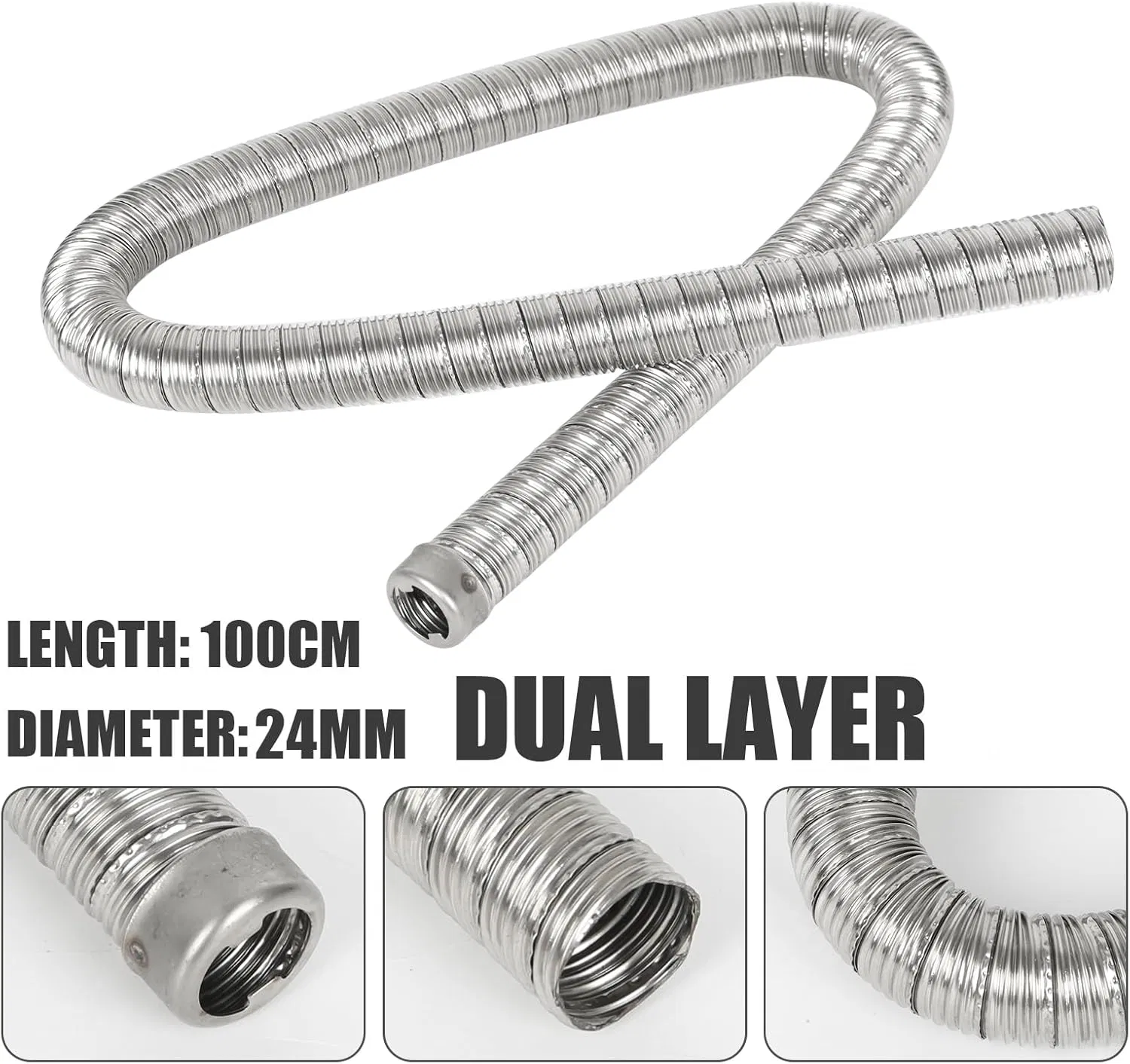 24 mm Flexible Dual Layer Diesel Heater Stainless Steel Exhaust Pipe for Eberspacher