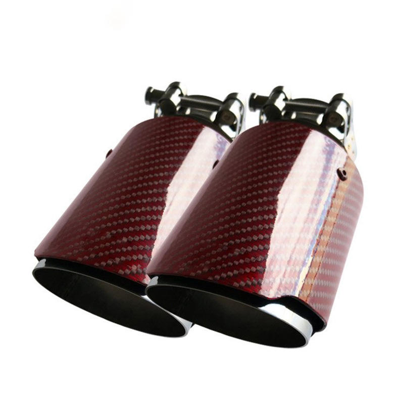 Factory Direct Red Carbon Fiber Exhaust Tips Universal 63-89mm Stainless Steel Tailpipe Muffler Tip for Car Tuning Parts