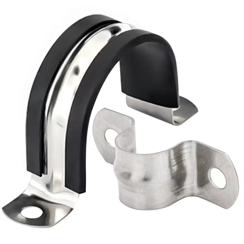 Heavy Duty Rubber Stainless Steel Metal Saddle Pipe Clamp Clip Fitting Strong U Type Bolt Exhaust Cast Iron Saddle Clamp