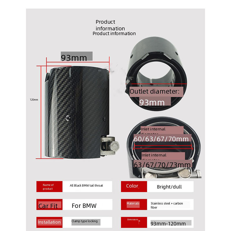 Glossy Carbon Fiber Exhaust Tips for BMW M2 M3 M4 F80 F82 F87 Muffler Tips Tailpipe Nozzle Car Exhaust System Modification