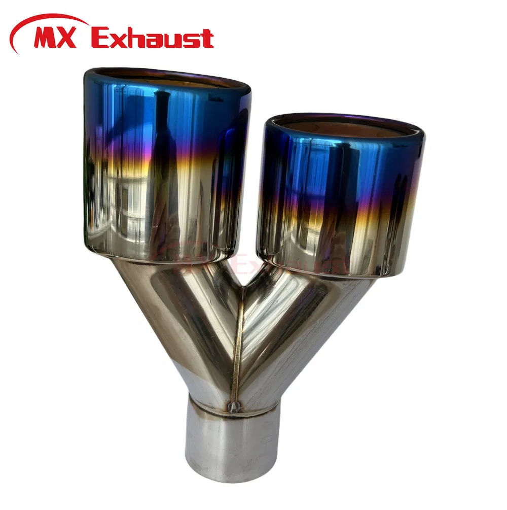 High Quality Auto Parts Plating Dual Outlet Exhaust Tips Hot Sale Stainless Steel Universal Car Exhaust Muffler Pipe
