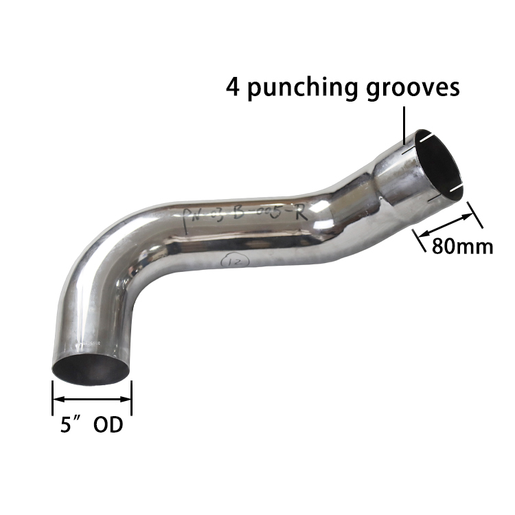 5 Inch Od Polished Steel Chrome Exhaust Right Elbow 2 Bend Pipe for Kenworth