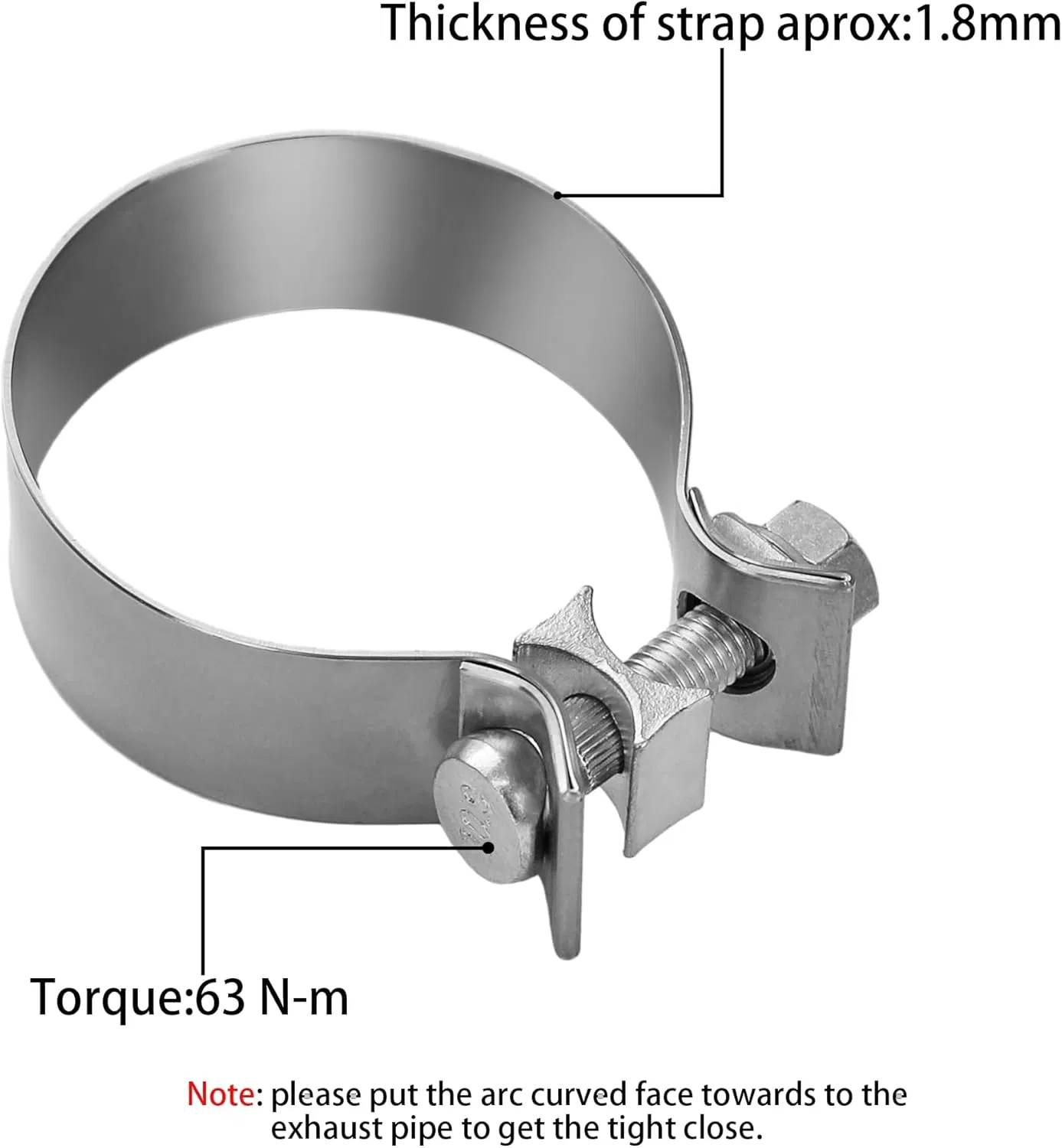 Automobile Exhaust Pipe Arc Clamp Muffler Connector Pipe Card Card Tail Throat Connection Pipe Clamp