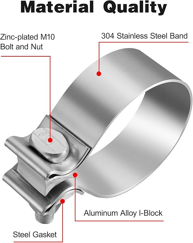 Durable Stainless Steel Clamps for Exhaust Pipes, Mufflers, Converters, Pipe Clamps