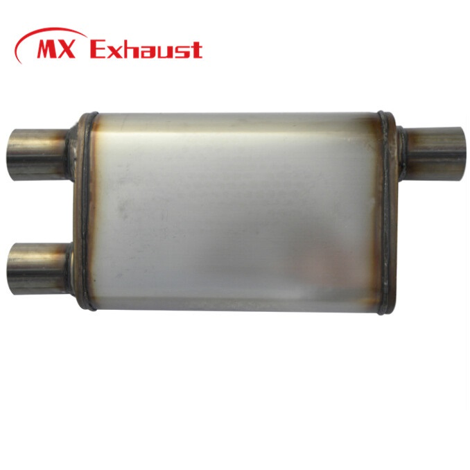 High Performance Stainless Steel Exhaust Oval Muffler Silencer 2.5" Inlet/Outlet 19" Length Polished for Automotive Cars