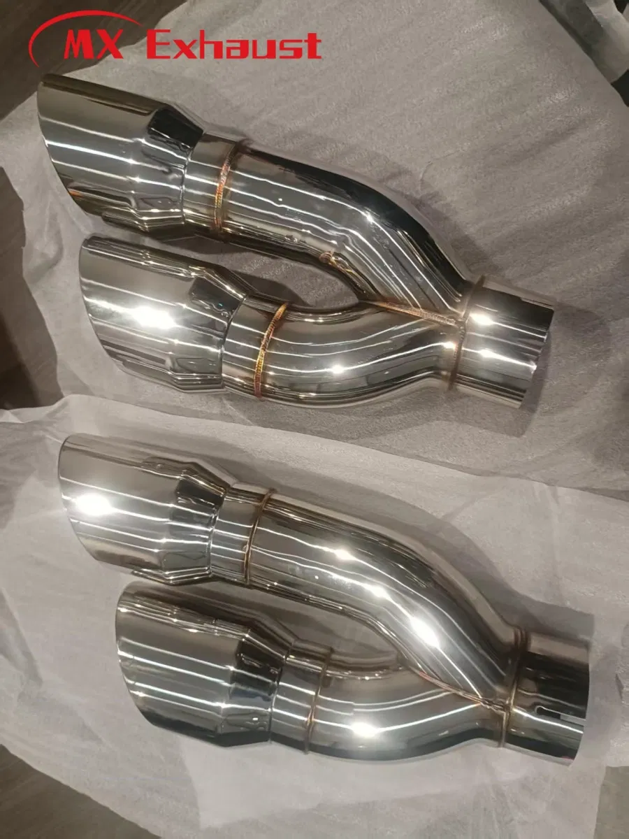 Double Wall Angle Cut Exhaust Muffler Gloss Red Version Stainless Steel AISI 304 AISI201 Tail Pipe Exhaust Tips for Truck