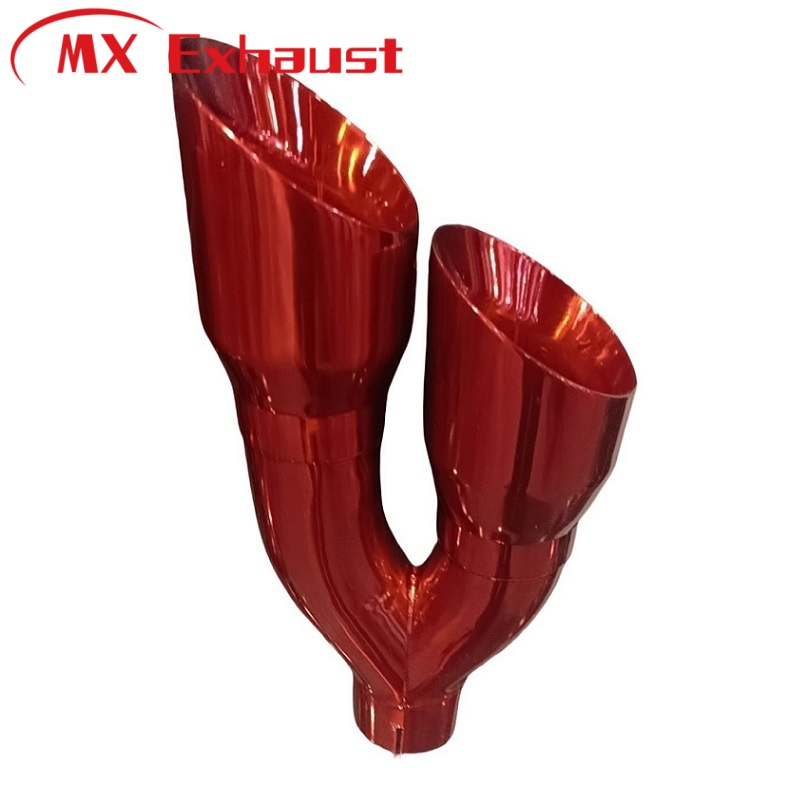 Double Wall Angle Cut Exhaust Muffler Gloss Red Version Stainless Steel AISI 304 AISI201 Tail Pipe Exhaust Tips for Truck