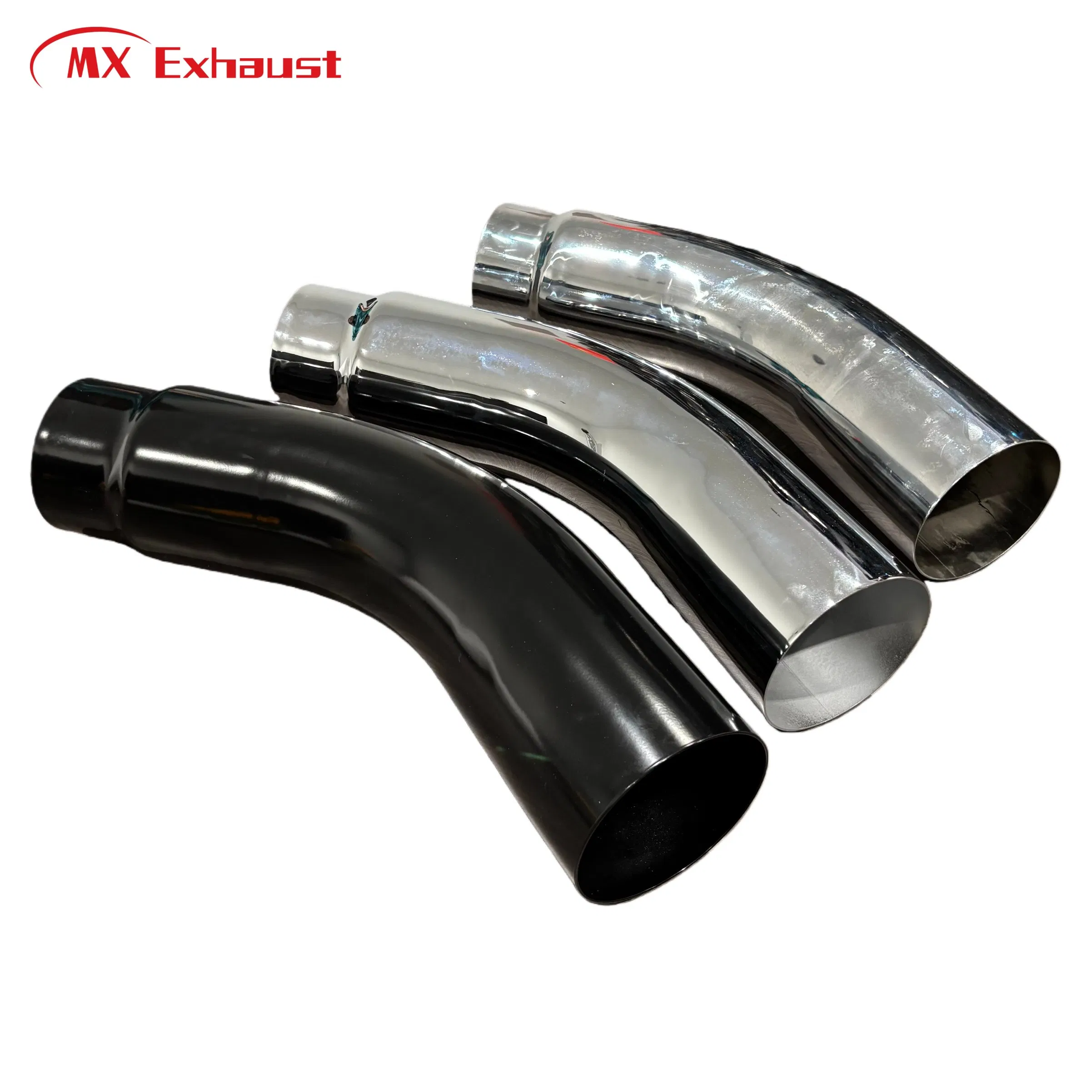 Black Painted Finish 4'' to 6", 5'' to 6'', 5'' to 7'', 5'' to 8'' Silver Chrome Exhaust Elbow Pipe with Steel Clamp