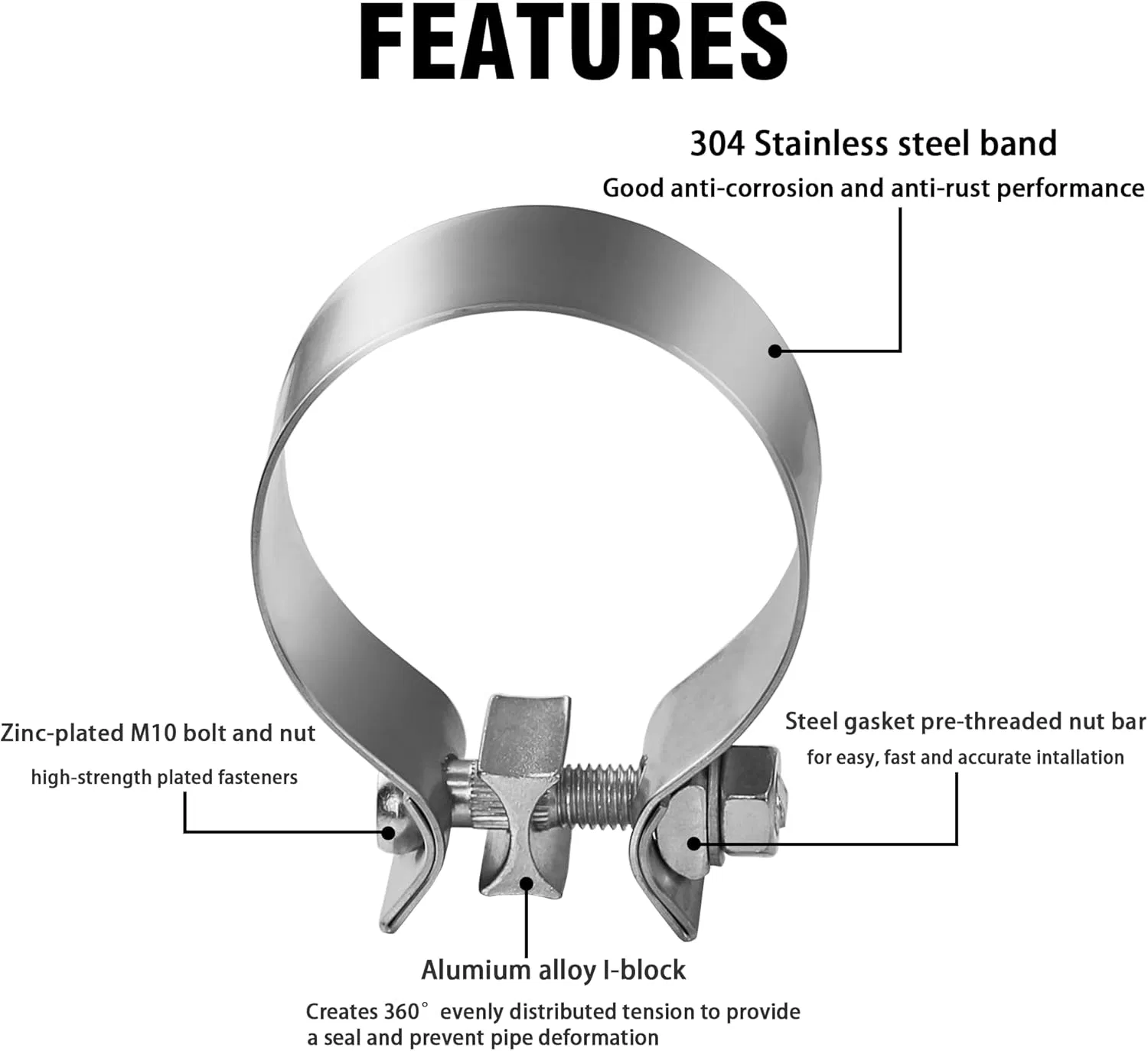 Automobile Exhaust Pipe Arc Clamp Muffler Connector Pipe Card Card Tail Throat Connection Pipe Clamp