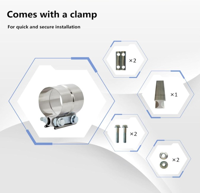 Black Painted Finish 4'' to 6", 5'' to 6'', 5'' to 7'', 5'' to 8'' Silver Chrome Exhaust Elbow Pipe with Steel Clamp