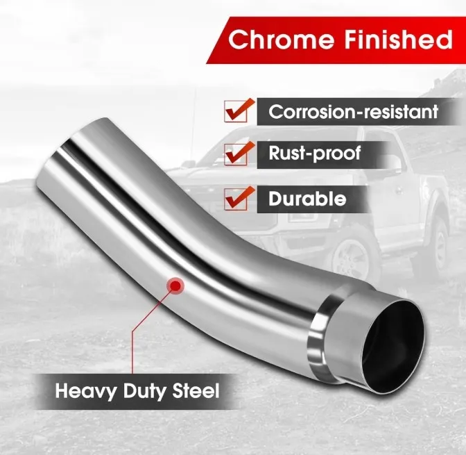 Exhaust Pipe Chrome Elbow Side View