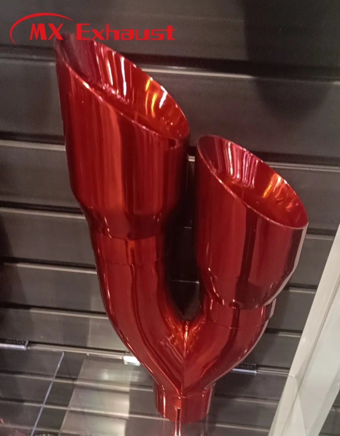 Double Wall Angle Cut Exhaust Muffler Gloss Red Version Stainless Steel AISI 304 AISI201 Tail Pipe Exhaust Tips for Truck