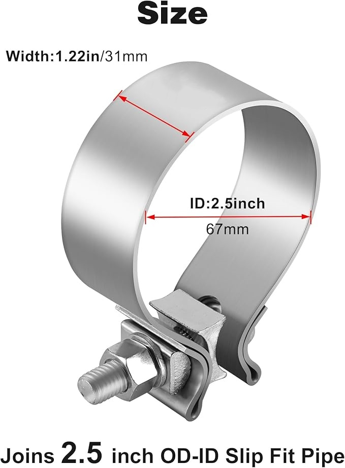 Durable Stainless Steel Clamps for Exhaust Pipes, Mufflers, Converters, Pipe Clamps