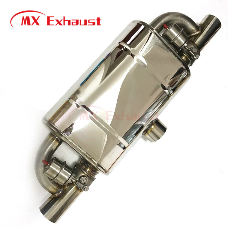 76 mm High Performance Exhaust Valvetronic Muffler T Pipe 1 Inlet 2 Outlet with Vacuum Valve