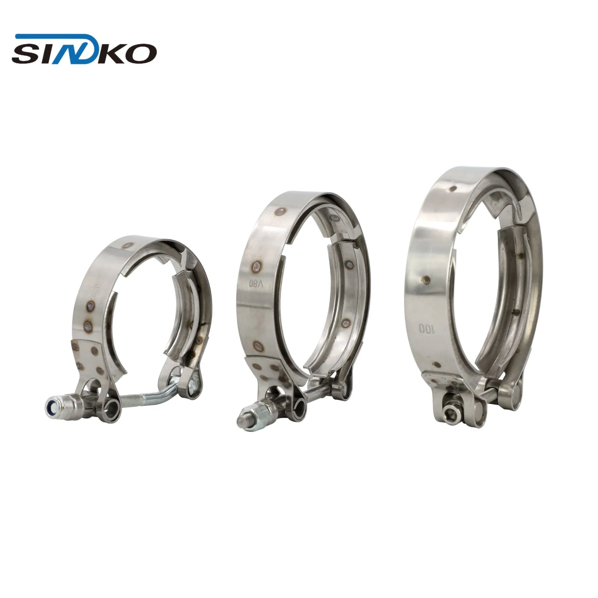 V-Band Clamp Kit 304 Stainless Steel Quick Release V Band Exhaust Flange Clamp Set