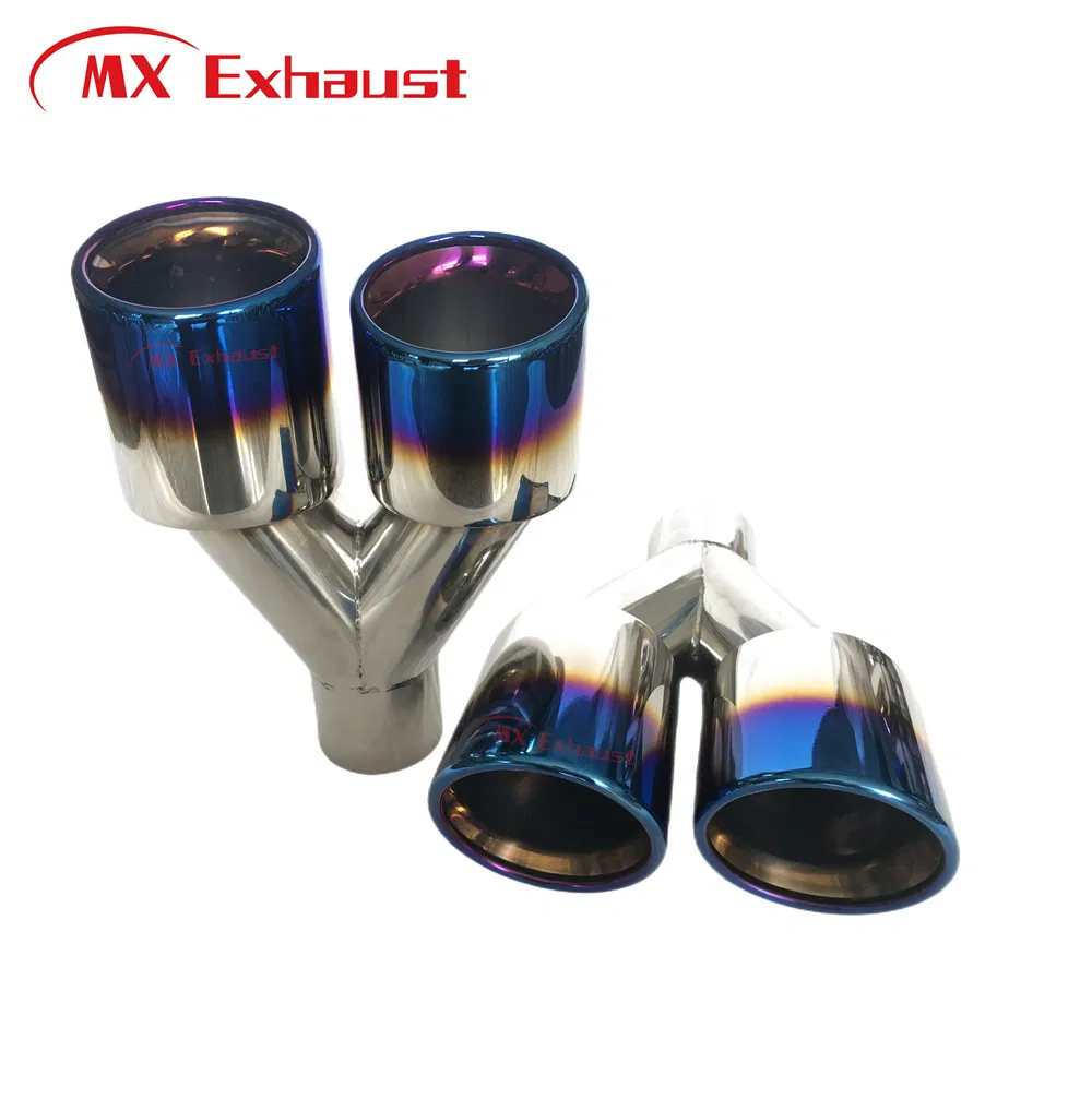 High Quality Auto Parts Plating Dual Outlet Exhaust Tips Hot Sale Stainless Steel Universal Car Exhaust Muffler Pipe