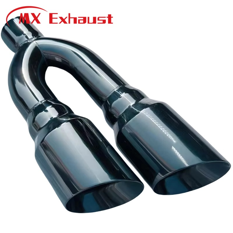 Double Wall Angle Cut Exhaust Muffler Gloss Red Version Stainless Steel AISI 304 AISI201 Tail Pipe Exhaust Tips for Truck