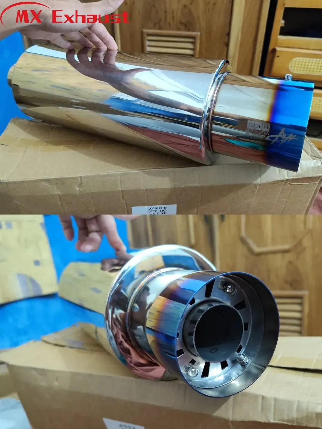 Exhaust Muffler Exhaust Tip Ss201 Mirror Polished ID 4'' Od 5''