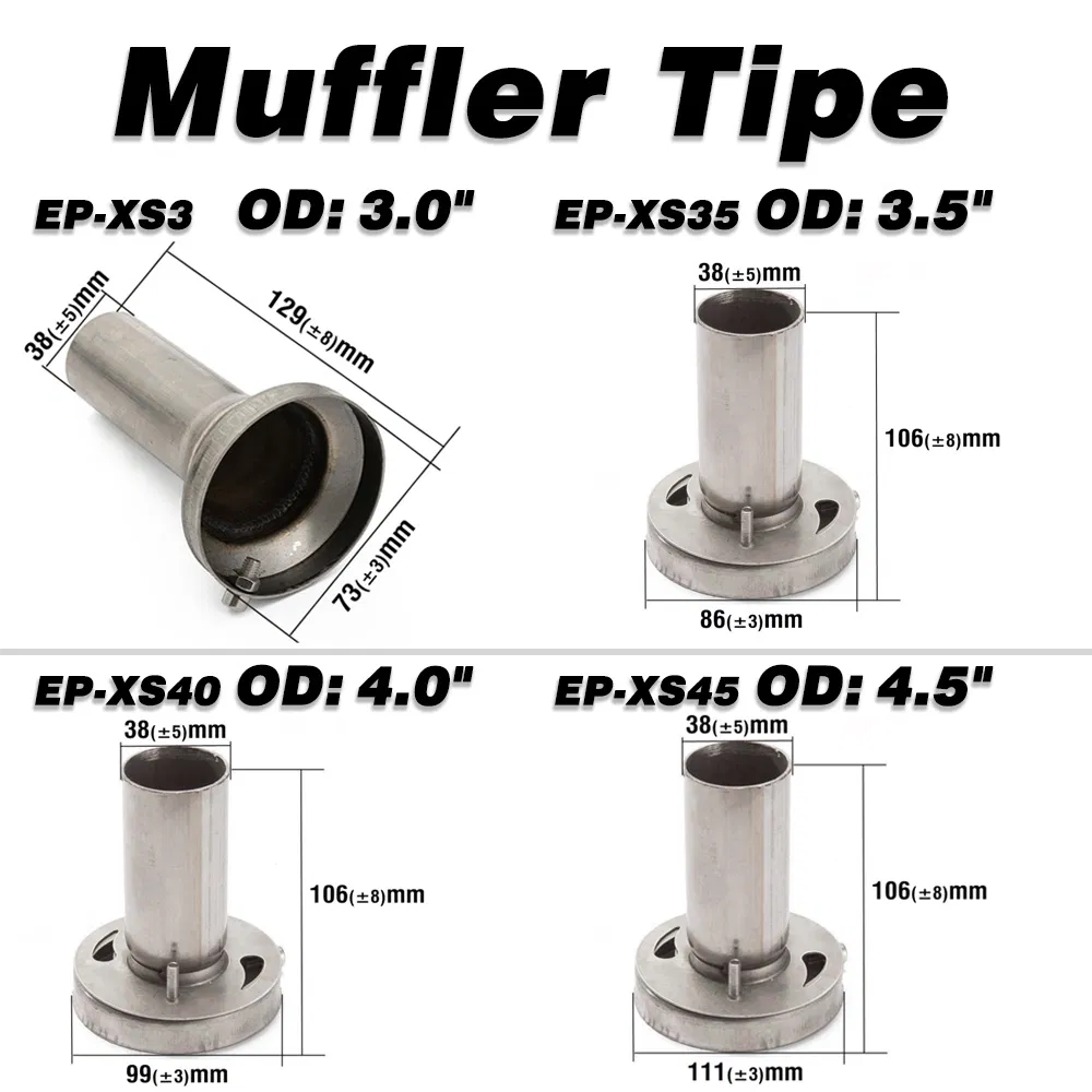 Epman Universal Exhaust Muffler Silencer Round Tip for 3" / 3.5" /4" / 4.5" Round Tip Muffler Ep-Xs
