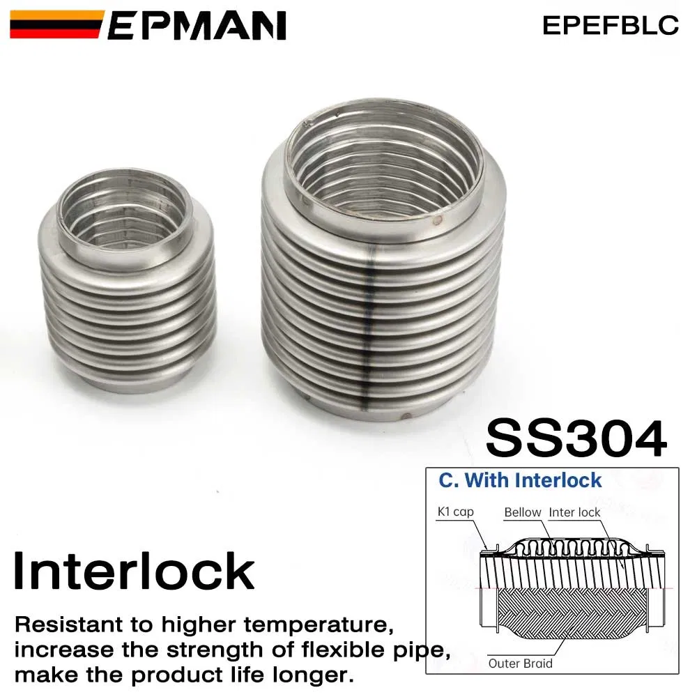 Epman Exhaust Pipe SS304 Exhaust Flexible Pipes for Exhaust System Downpipe, Muffler, Tips, etc