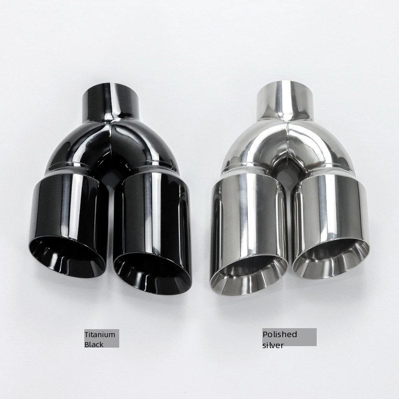 High Quality Double Wall Exhaust Tips 1 Into 2 Stainless Steel Dual Muffler Tip Universal Black Silver Car Tuning Accessories