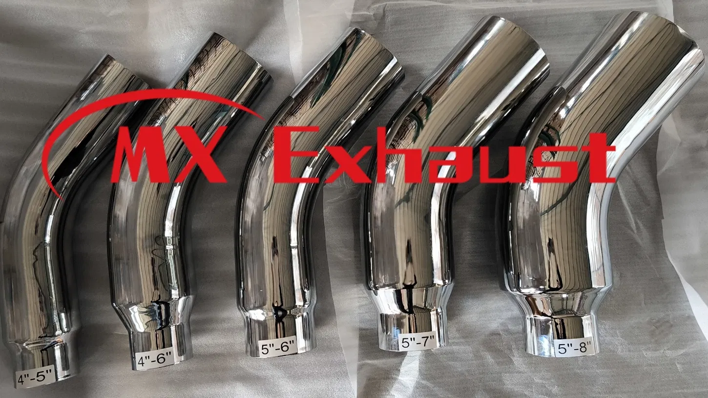 Mx Exhaust High Quality 4-6 Inch Exhaust Muffler Tip 45 Degree Black Chrome Steel Elbow Pipe for Exhaust System