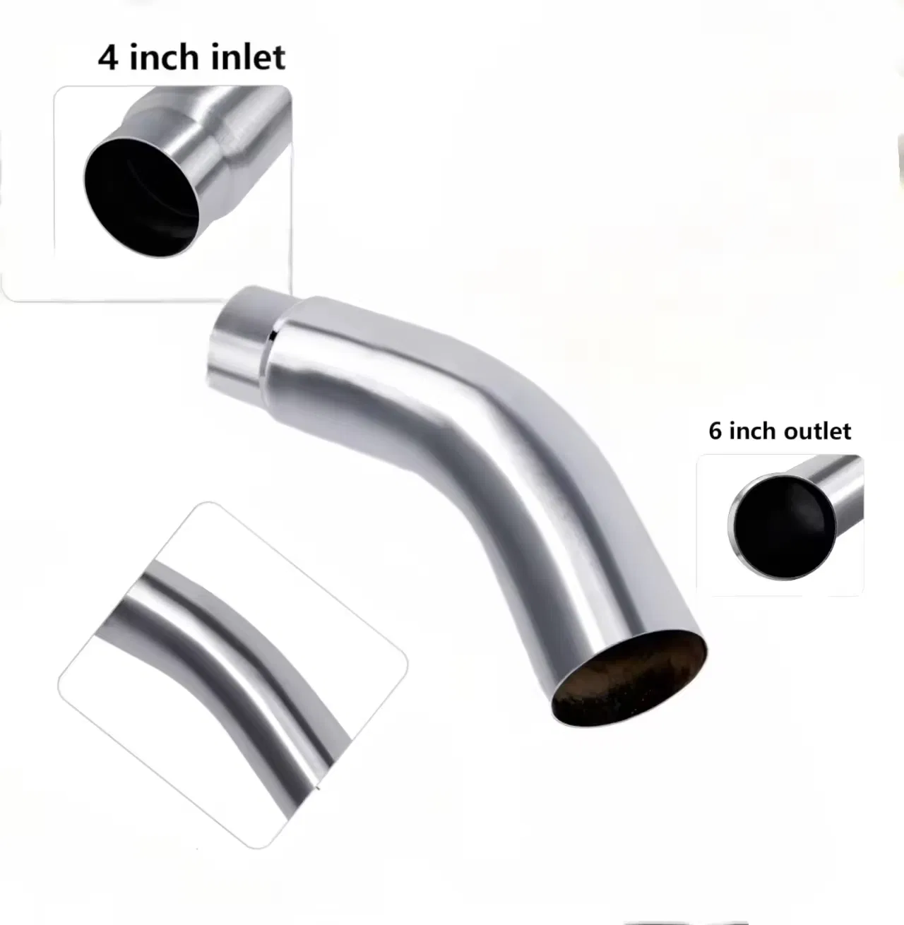 4"-5"/ 4"-6"/ 5"-6" Inlet Outlet 23 Inch Long Turndown Exhaust Pipe Steel Chrome Diesel Exhaust Elbow Tip