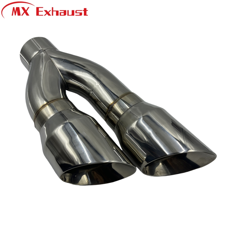 Universal Twin Exhaust Pipes AISI 304 Stainless Steel Chrome Black Finish 2.5'' Tail Pipe Muffler for BMW Truck