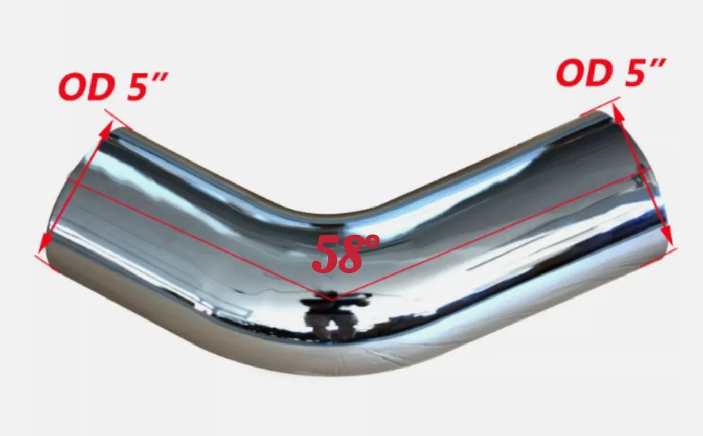 Hot Sale 5" Od Chrome 58 Degree Bend Exhaust Elbow Pipes for Peterbilt 378 379