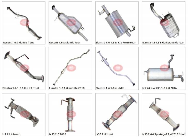 Car Repair 409ss Exhaust Muffler for Hyundai Tuscon Sportage Mistra Elantra IX25 IX35 KIA Sonata Santa Fe High Quality Aftermarket Exhaust Muffler