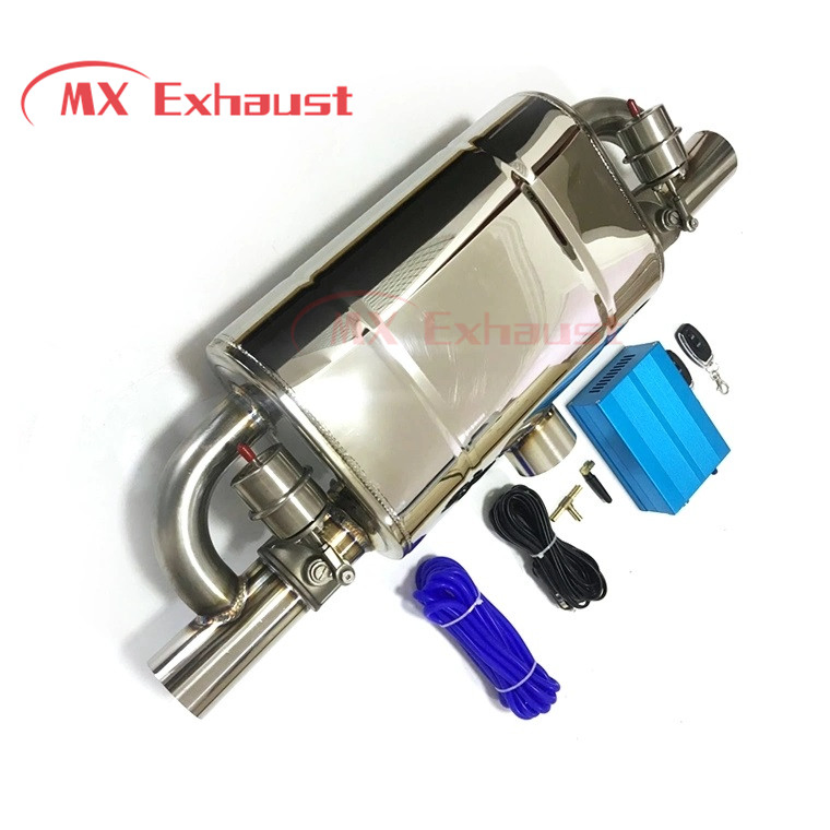 76 mm High Performance Exhaust Valvetronic Muffler T Pipe 1 Inlet 2 Outlet with Vacuum Valve